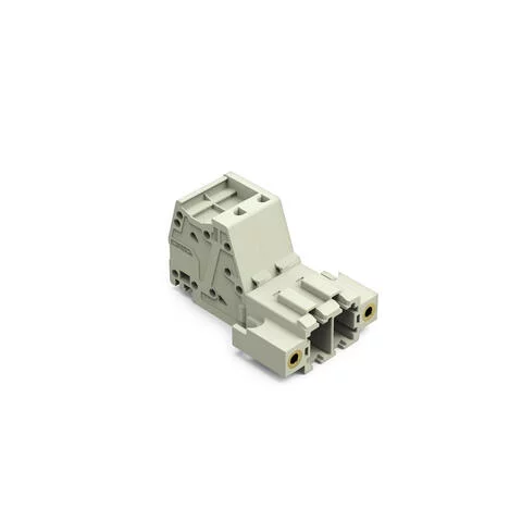 831-3202/109-000 - 1-conductor male connector; Push-in CAGE CLAMP®; 10 mm²; Pin spacing 7.62 mm; 2-pole; 100% protected against mismating; Threaded flange; 10,00 mm²; light gray