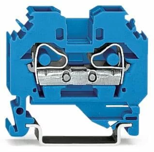 282-104 - 2-conductor through terminal block; 6 mm²; suitable for Ex i applications; lateral marker slots; for DIN-rail 35 x 15 and 35 x 7.5; CAGE CLAMP®; 6,00 mm²; blue