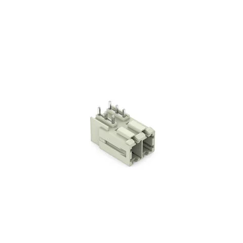 831-3642 - THT male header; 1.0 x 1.2 mm solder pin; angled; 100% protected against mismating; Pin spacing 7.62 mm; 2-pole; light gray