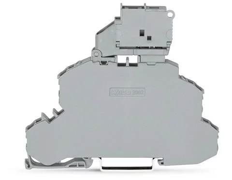 2002-2611 - TOPJOB®S double-deck fuse disconnect terminal block; with pivoting fuse holder for 5 x 20 mm fuse; through/fuse (L/L); rail mount; 2-conductor; 6.2 mm wide; gray
