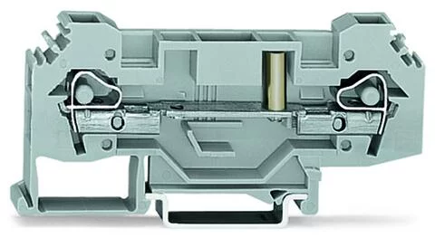 282-133 - 2-conductor through terminal block; 6 mm²; with test option; for 4 mm Ø test plugs; same profile as 2-conductor disconnect terminal block; lateral marker slots; for DIN-rail 35 x 15 and 35 x 7.5; CAGE CLAMP®; 6,00 mm²; gray