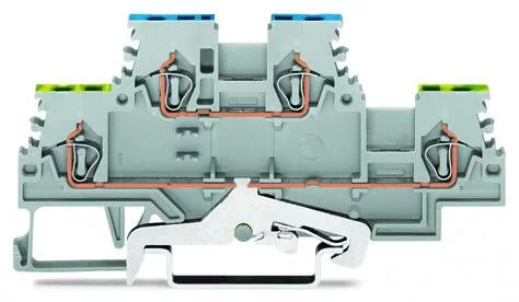 279-527 - Double-deck terminal block; Ground conductor/through terminal block; 1.5 mm²; PE/L; without marker carrier; for DIN-rail 35 x 15 and 35 x 7.5; CAGE CLAMP®; 1,50 mm²; gray