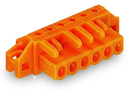 232-276/031-000 - THT female header; angled; Pin spacing 5.08 mm; 16-pole; clamping collar; 0.6 x 1.0 mm solder pin; orange