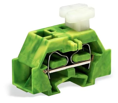 261-337/332-000 - 4-conductor terminal block; on one side with push-buttons; with fixing flange; 1-pole; for screw or similar mounting types; Fixing hole 3.2 mm Ø; 2.5 mm²; CAGE CLAMP®; 2,50 mm²; green-yellow