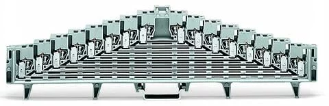 727-130 - 8-level terminal block for matrix patching; without locking clips; one potential per level; with 2.3 mm Ø test port; for 35 x 15 mounting rail; 1.5 mm²; 1,50 mm²; gray