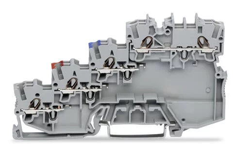 2000-5410 - TOPJOB®S sensor terminal block; 2-pole; with ground connection via vertical jumper; rail mount; 4-conductor; 7 mm wide; gray