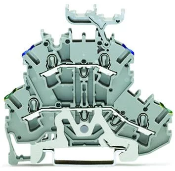 2002-2247 - TOPJOB®S double-deck terminal block; ground/through (PE/N); with marker carrier; rail mount; 2-conductor; 5.2 mm wide; gray