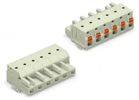 2721-212/008-000 - 1-conductor female connector; push-button; Push-in CAGE CLAMP®; 2.5 mm²; Pin spacing 7.5 mm; 12-pole; 100% protected against mismating; Snap-in mounting feet; 2,50 mm²; light gray