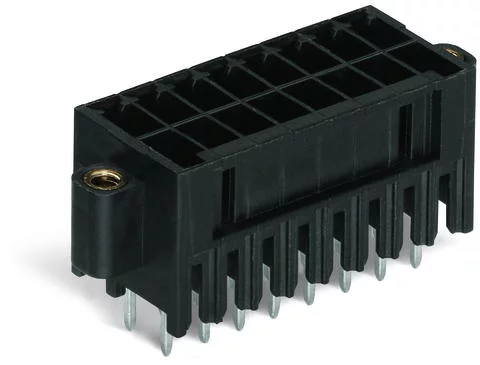 713-1405/107-000 - THT male header, 2-row; 0.8 x 0.8 mm solder pin; straight; 100% protected against mismating; Threaded flange; Pin spacing 3.5 mm; 10-pole; black