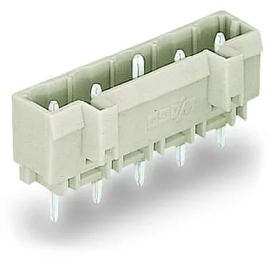 721-265/001-000 - THT male header; 1.2 x 1.2 mm solder pin; straight; 100% protected against mismating; Pin spacing 7.5 mm; 5-pole; light gray