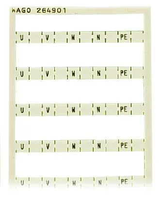 264-901 - Mini-WSB marking card; as card; MARKED; U, , V, , W, , N, , PE; not stretchable; Horizontal marking; snap-on type; white