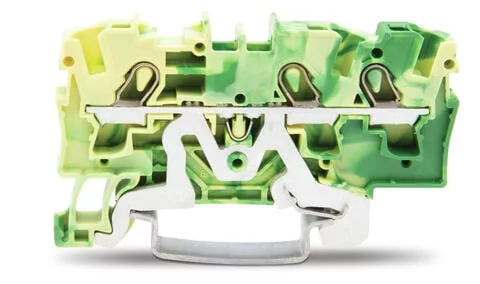 2004-1307 - TOPJOB®S ground terminal block; rail mount; 3-conductor; 6.2 mm wide; green-yellow