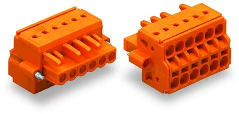 231-2308/107-000 - 2-conductor female connector; Push-in CAGE CLAMP®; 2.5 mm²; Pin spacing 5.08 mm; 8-pole; Screw flange; 2,50 mm²; orange 231-2308/107-000 - 2-conductor female connector; Push-in CAGE CLAMP®; 2.5 mm²; Pin spacing 5.08 mm; 8-pole; Screw flange; 2,50 mm²; orange