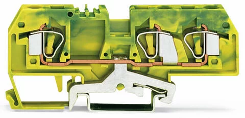 282-687 - 3-conductor ground terminal block; 6 mm²; center marking; for DIN-rail 35 x 15 and 35 x 7.5; CAGE CLAMP®; 6,00 mm²; green-yellow