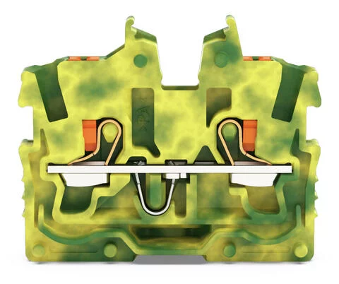 2250-307 - TOPJOB®S miniature feedthrough terminal block with Push-buttons; mounting flange; 2-conductor; 3.5 mm wide; green-yellow