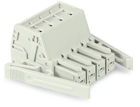 831-3105/037-000 - 1-conductor female connector; Push-in CAGE CLAMP®; 10 mm²; Pin spacing 7.62 mm; 5-pole; 100% protected against mismating; Lateral locking levers; 10,00 mm²; light gray