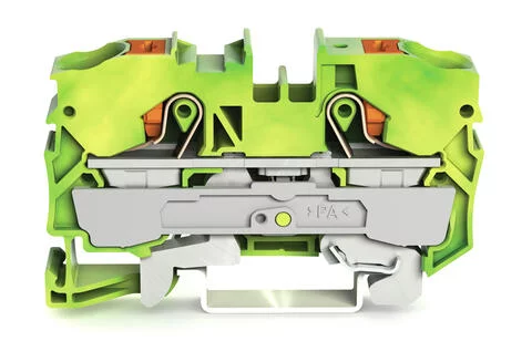 2210-1207 - TOPJOB®S ground terminal block with Push-buttons; rail mount; 2-conductor; 10 mm wide; green-yellow
