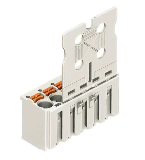 2092-1104 - 1-conductor female connector; push-button; Push-in CAGE CLAMP®; 2.5 mm²; Pin spacing 5 mm; 4-pole; Gripping plate; 2,50 mm²; light gray