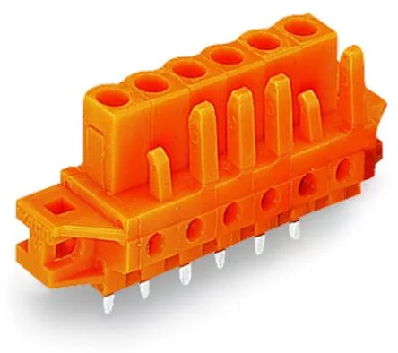 232-164/031-000 - THT female header; straight; Pin spacing 5.08 mm; 4-pole; clamping collar; 0.6 x 1.0 mm solder pin; orange