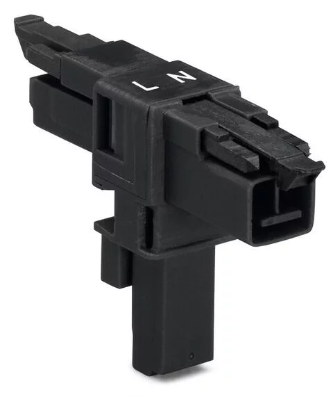 890-1606 - T-distribution connector; 2-pole; Cod. A; 1 input; 2 outputs; 2 locking levers; black