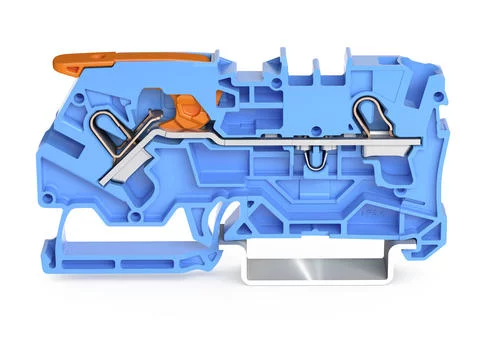 2104-1204 - TOPJOB®S feedthrough terminal block with Lever and Open Tool Slot; rail mount; 2-conductor; 6.2 mm wide; blue