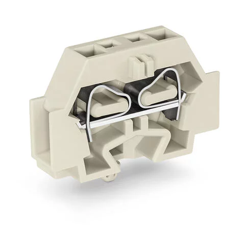 262-180 - 2-conductor terminal block; without push-buttons; suitable for Ex e II applications; with snap-in mounting foot; 1-pole; for plate thickness 0.6 - 1.2 mm; Fixing hole 3.5 mm Ø; 4 mm²; CAGE CLAMP®; 4,00 mm²; light gray