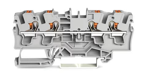 2204-1401 - TOPJOB®S feedthrough terminal block with Push-buttons; rail mount; 4-conductor; 6.2 mm wide; gray