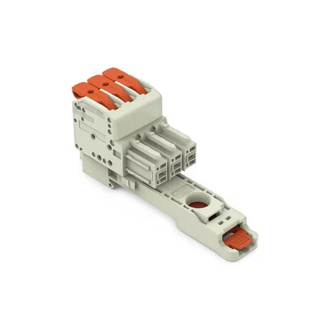 831-1103/306-000 - 1-conductor female connector; lever; Push-in CAGE CLAMP®; 10 mm²; Pin spacing 7.62 mm; 3-pole; 100% protected against mismating; DIN-35 rail/panel mounting; 10,00 mm²; light gray