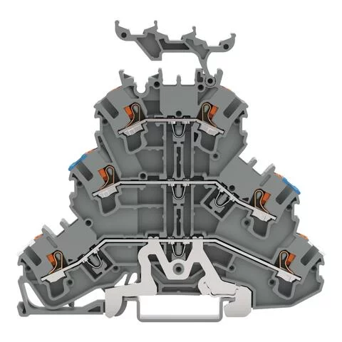 2202-3248 - Triple-deck terminal block; Shield/through/through terminal block; 2.5 mm²; Shielding/N/L; with marker carrier; for DIN-rail 35 x 15 and 35 x 7.5; Push-in CAGE CLAMP®; 2,50 mm²; gray