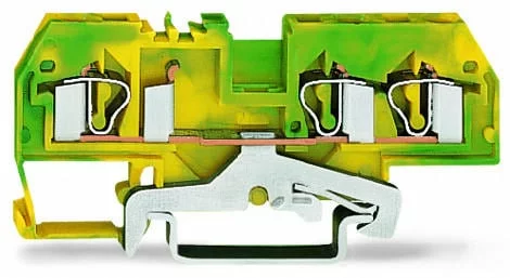 281-687/999-950 - 3-conductor ground terminal block; 4 mm²; suitable for Ex e II applications; center marking; for DIN-rail 35 x 15 and 35 x 7.5; CAGE CLAMP®; 4,00 mm²; green-yellow