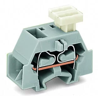 261-346/332-000 - 4-conductor terminal block; on one side with push-buttons; with snap-in mounting foot; 1-pole; for plate thickness 0.6 - 1.2 mm; Fixing hole 3.5 mm Ø; 2.5 mm²; CAGE CLAMP®; 2,50 mm²; orange