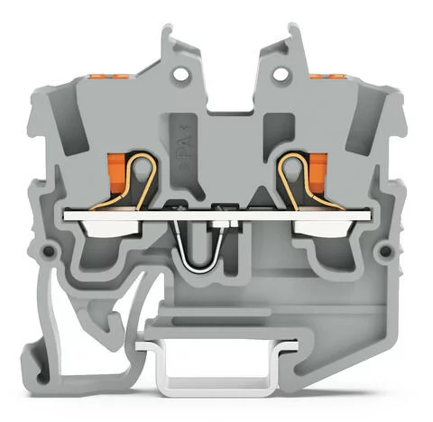 2250-1201 - TOPJOB®S miniature feedthrough terminal block with Push-buttons; DIN-15 rail mount; 2-conductor; 3.5 mm wide; gray