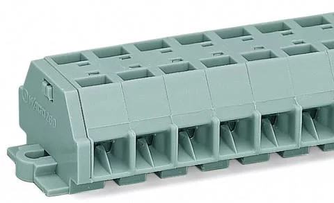 260-209 - 4-conductor terminal strip; without push-buttons; with fixing flanges; 9-pole; for screw or similar mounting types; Fixing hole 3.2 mm Ø; 1.5 mm²; CAGE CLAMP®; 1,50 mm²; gray