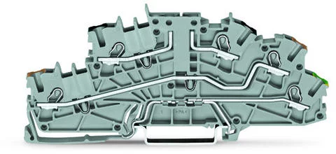 2003-6662 - Multilevel installation terminal block; with operating slots; 2.5 mm²; Carrier terminal block without knife; L/L/PE; green-yellow lower deck; Push-in CAGE CLAMP®; 2,50 mm²; gray