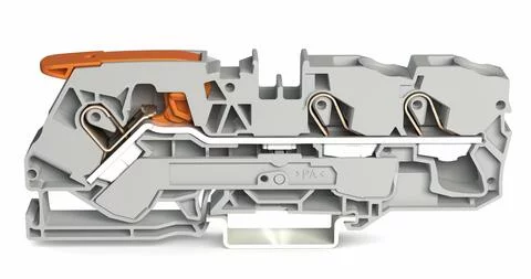2110-1301 - TOPJOB®S feedthrough terminal block with Lever and Open Tool Slot; rail mount; 3-conductor; 10 mm wide; gray