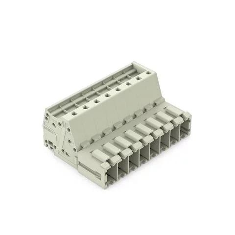 831-3208 - 1-conductor male connector; Push-in CAGE CLAMP®; 10 mm²; Pin spacing 7.62 mm; 8-pole; 100% protected against mismating; 10,00 mm²; light gray