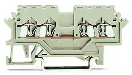 279-990 - 4-conductor through terminal block; 1.5 mm²; suitable for Ex e II applications; lateral marker slots; for DIN-rail 35 x 15 and 35 x 7.5; CAGE CLAMP®; 1,50 mm²; light gray