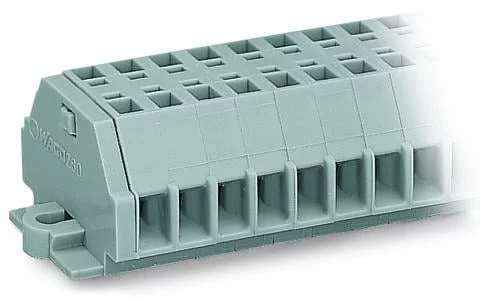 260-158 - 2-conductor terminal strip; without push-buttons; with snap-in mounting feet; 8-pole; for plate thickness 0.6 - 1.2 mm; Fixing hole 3.5 mm Ø; 1.5 mm²; CAGE CLAMP®; 1,50 mm²; gray