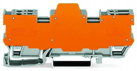 769-182/769-314 - 1-conductor/1-pin terminal block for pluggable modules; 4-pole; with 2 jumper positions; with orange separator plate; for DIN-rail 35 x 15 and 35 x 7.5; 4 mm²; CAGE CLAMP®; 4,00 mm²; gray