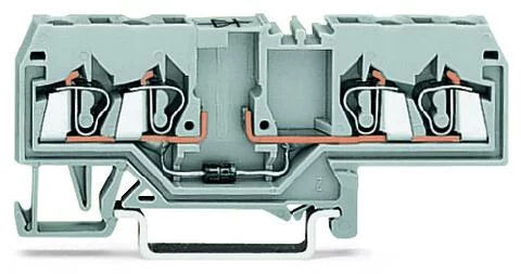 280-655/281-410 - Component terminal block; 4-conductor; with diode 1N4007; anode, left side; for DIN-rail 35 x 15 and 35 x 7.5; 2.5 mm²; CAGE CLAMP®; 2,50 mm²; gray