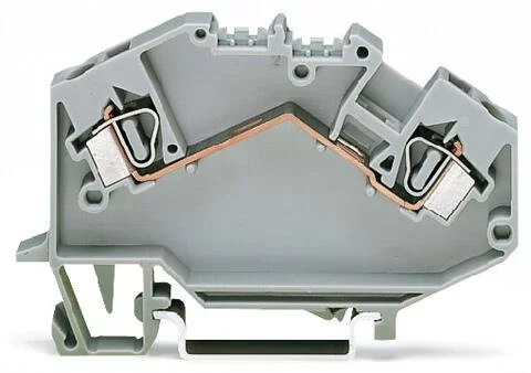 781-601 - Feedthrough terminal block; angled; rail mount; 2-conductor; 6 mm wide; gray