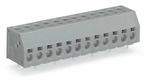 253-106 - 2-conductor PCB terminal block; 1.5 mm²; Pin spacing 5 mm; 6-pole; PUSH WIRE®; 1,50 mm²; gray