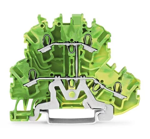 2002-2207 - TOPJOB®S double-deck ground terminal block; internally commoned; rail mount; 4-conductor; 5.2 mm wide; green-yellow 2002-2207 - TOPJOB®S double-deck ground terminal block; internally commoned; rail mount; 4-conductor; 5.2 mm wide; green-yellow