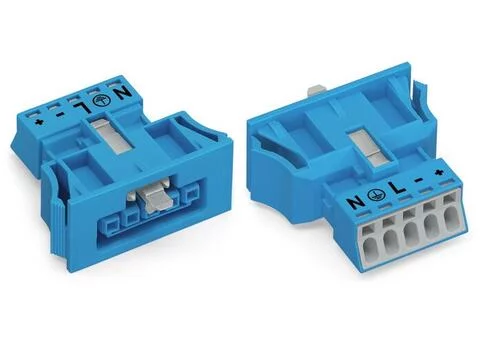 890-2105 - WINSTA® through-panel socket (female); MINI; snap-in; N/G/L/+/- marking; 5-pole; blue