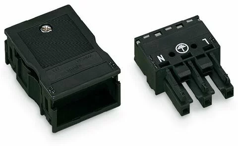 770-103 - Socket; with strain relief housing; 3-pole; Cod. A; 4,00 mm²; black