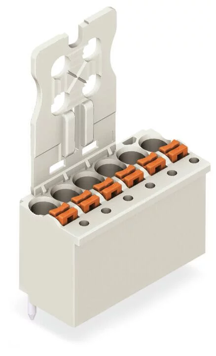 2091-1153/000-5000 - 1-conductor THT female connector straight; push-button; Push-in CAGE CLAMP®; 1.5 mm²; Pin spacing 3.5 mm; 3-pole; 1.0 mm Ø solder pin; Gripping plate; direct marking; 1,50 mm²; light gray