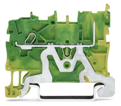 2020-1207 - X-COM S-Mini ground carrier/feedthrough terminal block; rail mount; 1-conductor, 1-pin; 3.5 mm wide; green-yellow