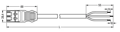 771-9393/267-201 - pre-assembled connecting cable; Cca; Plug/open-ended; 3-pole; Cod. A; H05Z1Z1-F 3G 1.5 mm²; 2 m; 2,50 mm²
