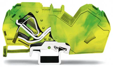 785-607 - Ground terminal block; angled; rail mount; 2-conductor; with integrated end plate; 16 mm wide; green-yellow 785-607 - Ground terminal block; angled; rail mount; 2-conductor; with integrated end plate; 16 mm wide; green-yellow