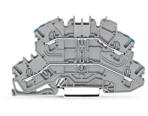 2002-2603 - TOPJOB®S double-deck terminal block; through/through (L/N); same profile as other 2002-26xx terminal blocks; rail mount; 2-conductor; 5.2 mm wide; gray